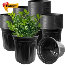 60 Pack 1 Gallon Flexible Plant Nursery Pots Black Plastic Plant Pots with Ho...