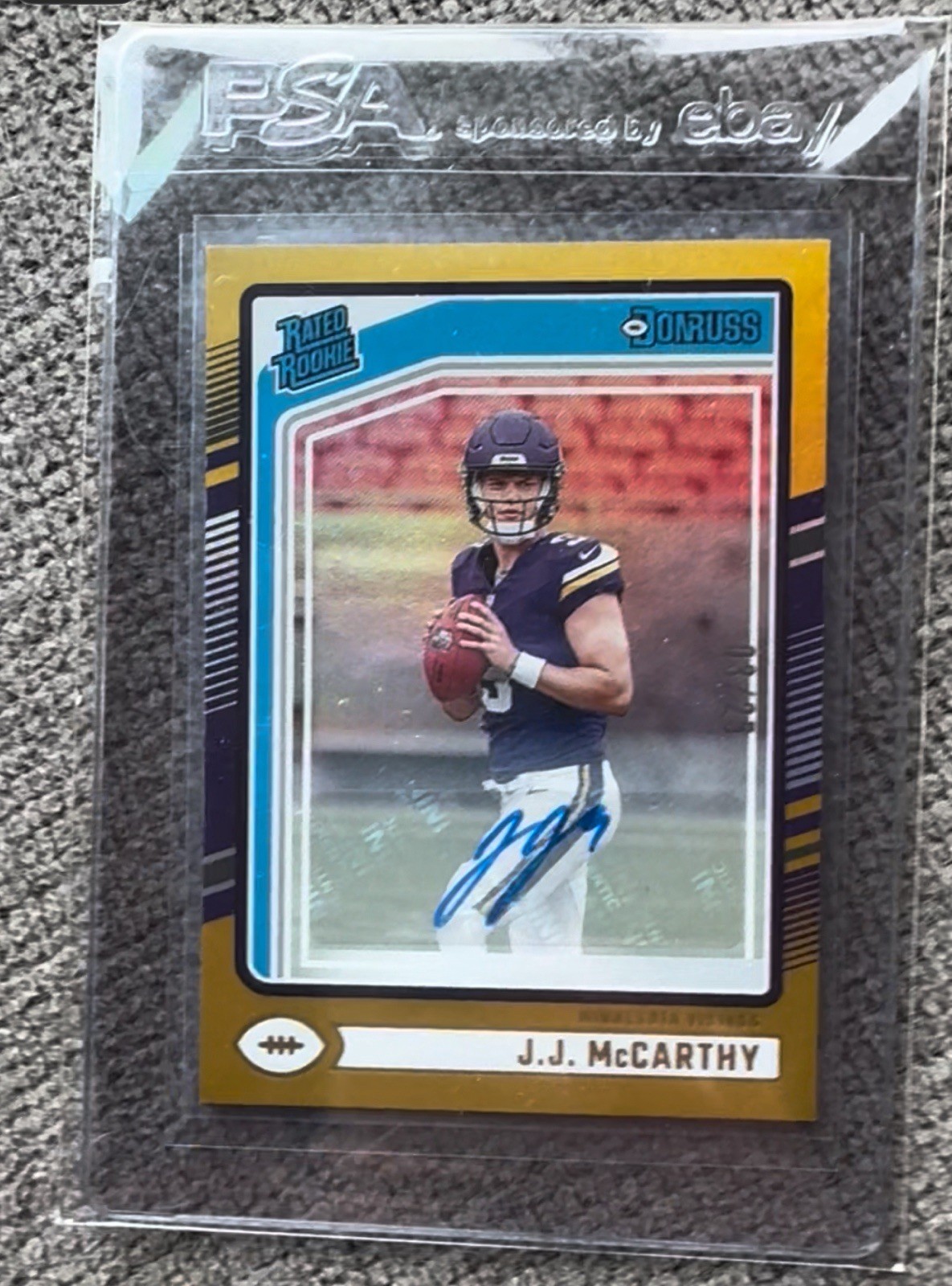 2024 JJ McCarthy Donruss Rated Rookie RC Gold Autograph /25 Vikings 2025