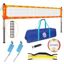Outdoor Heavy Duty Volleyball Net Set, Anti-Sag System, Adjustable Aluminum P...