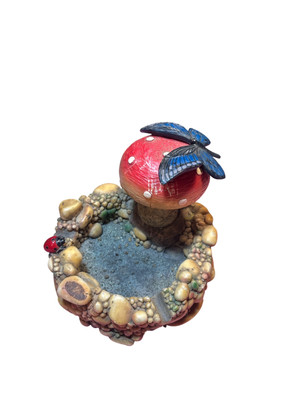 Mushroom with Butterfly Whimsical Earthy Ashtray.
