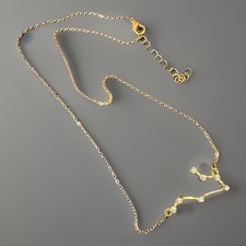Gemini Constellation Necklace Rhinestone Star Horoscope Zodiac GoldTn Astrology
