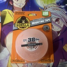 Gorilla Tough  Clear Double Sided Mounting Tape, Clear Tape, 1" x 150"