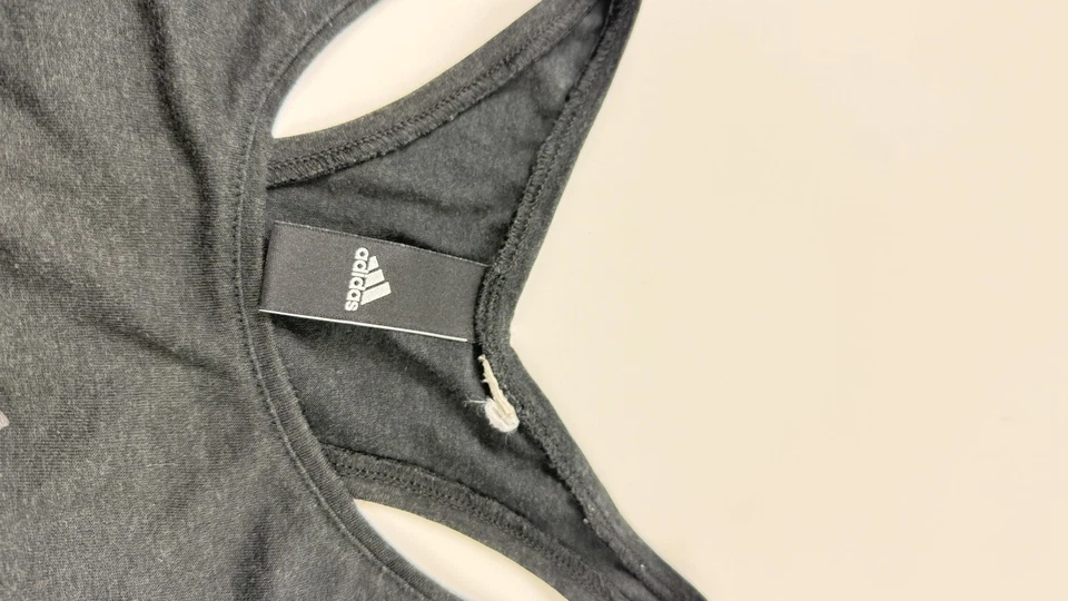 Camiseta sin mangas Adidas para mujer mediana negra con logotipo de espalda deportiva gimnasio correr Foto 3 de 4