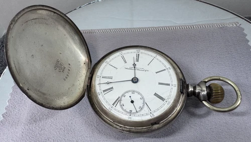 American Waltham Watch Co 18S Hunter Fahys Coin Silver Case Model 1883 18S 17J