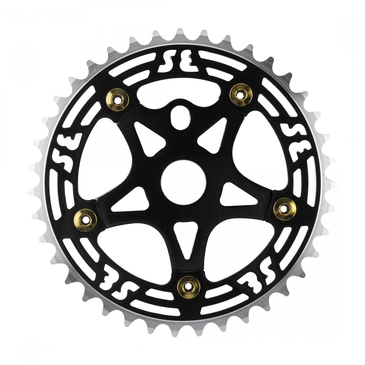One Piece Chainring & Spider 39t 1pc Aluminum Black/black Bmx Bike