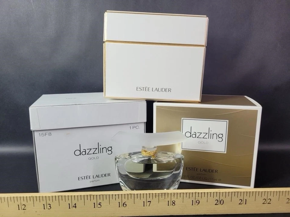 Perfume DAZZLING GOLD de Estee Lauder 0,37 oz/11 ml Pure Parfum Splash RARO NUEVO EN CAJA Foto 3 de 4