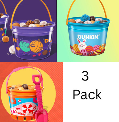 3 PACK Halloween Spring & Summer DUNKIN Buckets **FREE GIFT W/PURCHASE**