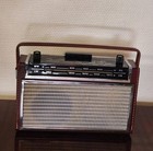 Ancien Poste Radio Vintage Portable Années 60 Simili Cuir Bordeaux GO PO MW LW