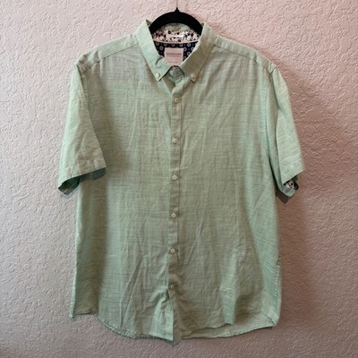 Denim & Flower Slim Fit Short Sleeve Button Down XL Mint Green Coastal Preppy