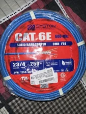 COPPER WIRE. CAT 6E 600MHZ Solid Bare Copper. 23/4 Gage 250ft