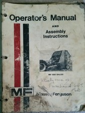 MASSEY FERGUSON 560 BALER OPERATORS MANUAL & PARTS MANUAL 