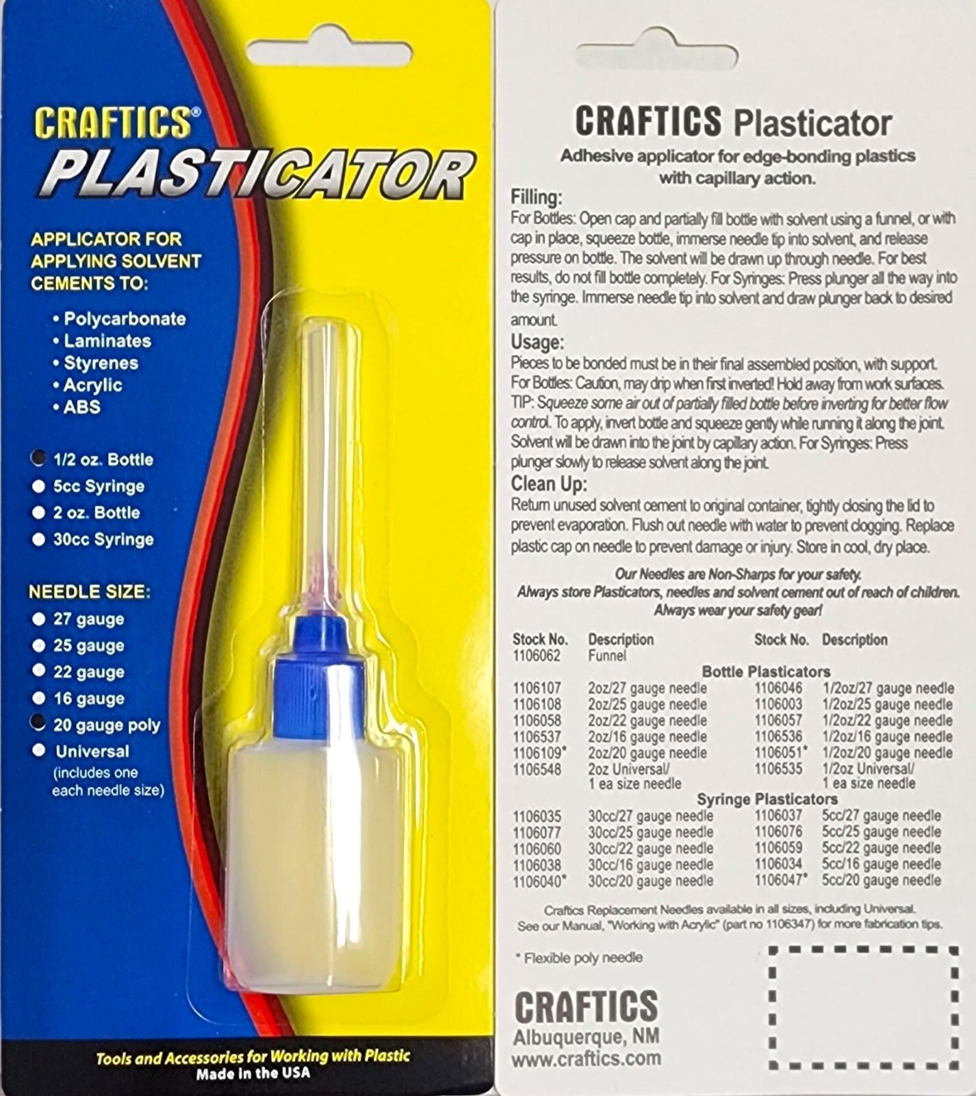 Craftics 1/2oz Solvent Applicator Bottle with 20 Gauge Flexible Needle ...