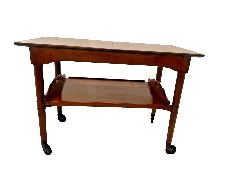 Carro de té Stickley vintage barra expandible cereza servidor mayordomo mesa enrollable Foto 2 de 4