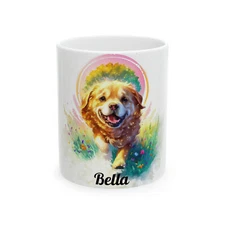 Dog Watercolor Ceramic Mug, 11oz
