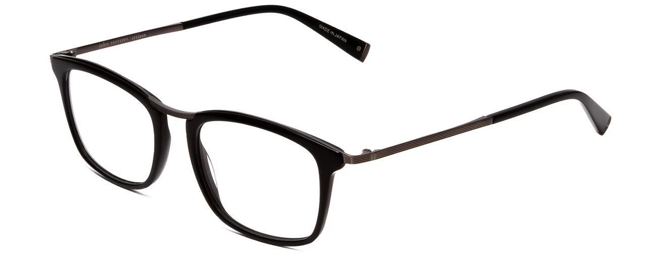 John Varvatos V375 Classic Reading Glasses in Matte Black Gun Metal Silver 53 mm