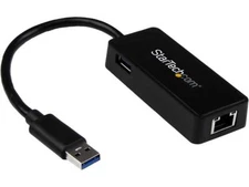 StarTech USB31000SPTB USB 3.0 to Gigabit Ethernet Adapter NIC w/ USB Port - Blac