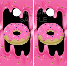 Pink Donut Cornhole Wrap Bag Toss Skin Decal Sticker