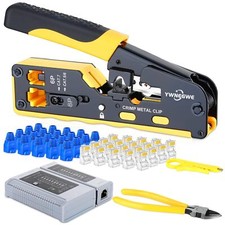 RJ45 Crimp Tool Kit Pass Through Ethernet Crimper Kit Cat5 Cat6 Cat7 Crimping...