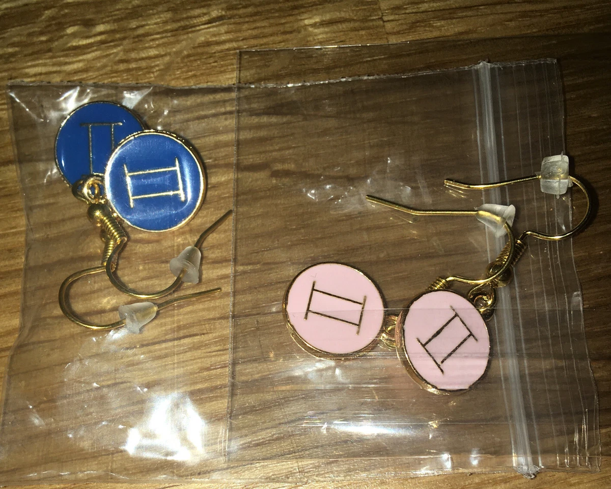zodiac earrings Pink Blue 2 Pairs New Handmade With Gift bag