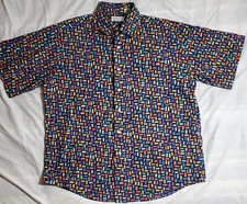 Tuttle Colorful Short Sleeved Shirt Multicolor Made in USA Mens Large