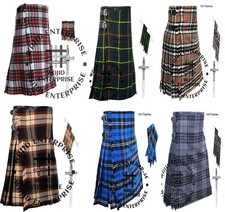 tartan 8 Yard KILT 13 to 16 Oz tartan Scottish Kilt for men - Flashes - Kilt Pin