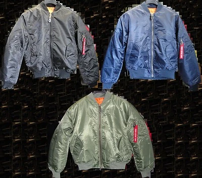 Blouson de pilote MA1 Bomber's US / USA flight jacket / vert olive, noir ou bleu