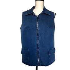 Rag Sleeveless Full Zip Blue Jean Jacket Size L