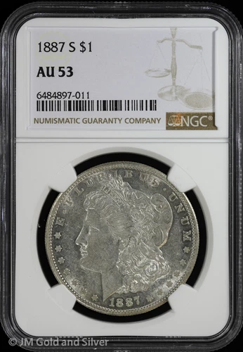 1887-S $1 Morgan Silver Dollar NGC AU 53