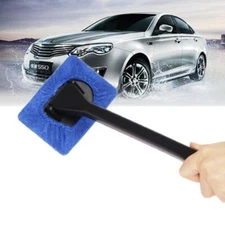 car windshield cleaning tool, with long handle, towel color blue