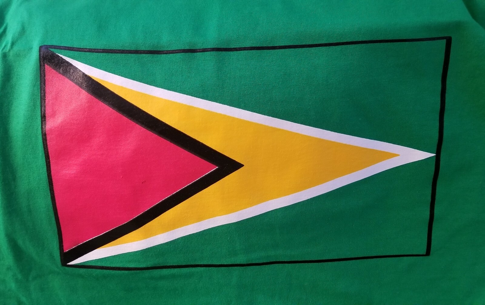 Guyana Flag designer  Tee Shirt.  Caribbean . 100 % Cotton. 