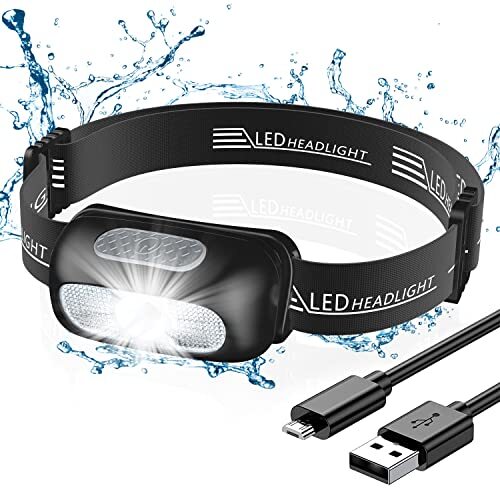 CIRYCASE Torcia Frontale, USB Ricaricabile LED Lampada Frontale, IPX4 (q7U)