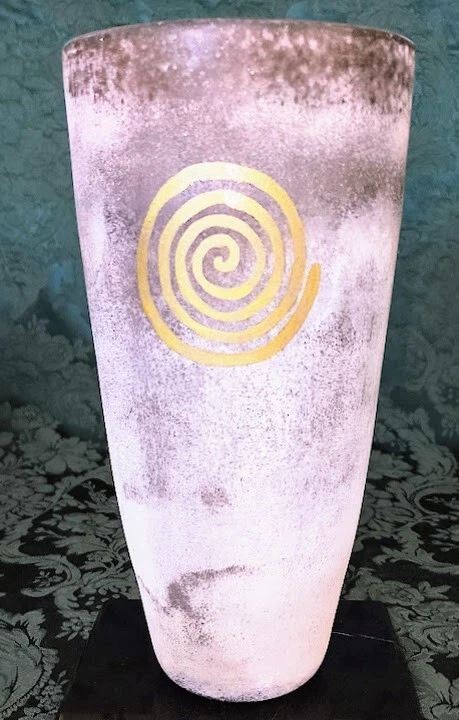 MURANO Alfredo Barbini Scavo C. mid 60's Tall Round Art Glass "Excavation" Vase