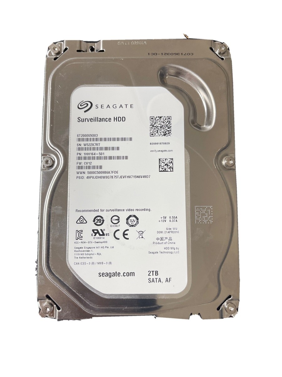 Seagate ST2000VX003（3.5インチ HDD 2TB） Seagate Surveillance ST2000VX003 2TB 512e SATA HDD