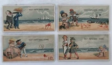 4 1880s FAYS SHOE STORE Ocean BEACH Advertising VICTORIAN Trade Card ANTIQUE