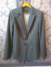 Long Tall Sally Grey Single Breasted Blazer Jacket Uk14 Real Pockets, Lined
