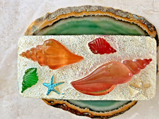 Vintage Artisian Chunky Costal Arcylic Lucite Barrette Brutalist 4" Translucent