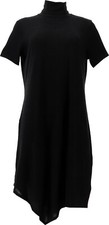 DG2 Diane Gilman Asymmetric Turtleneck Sweater Dress BLACK L NWOT (123)