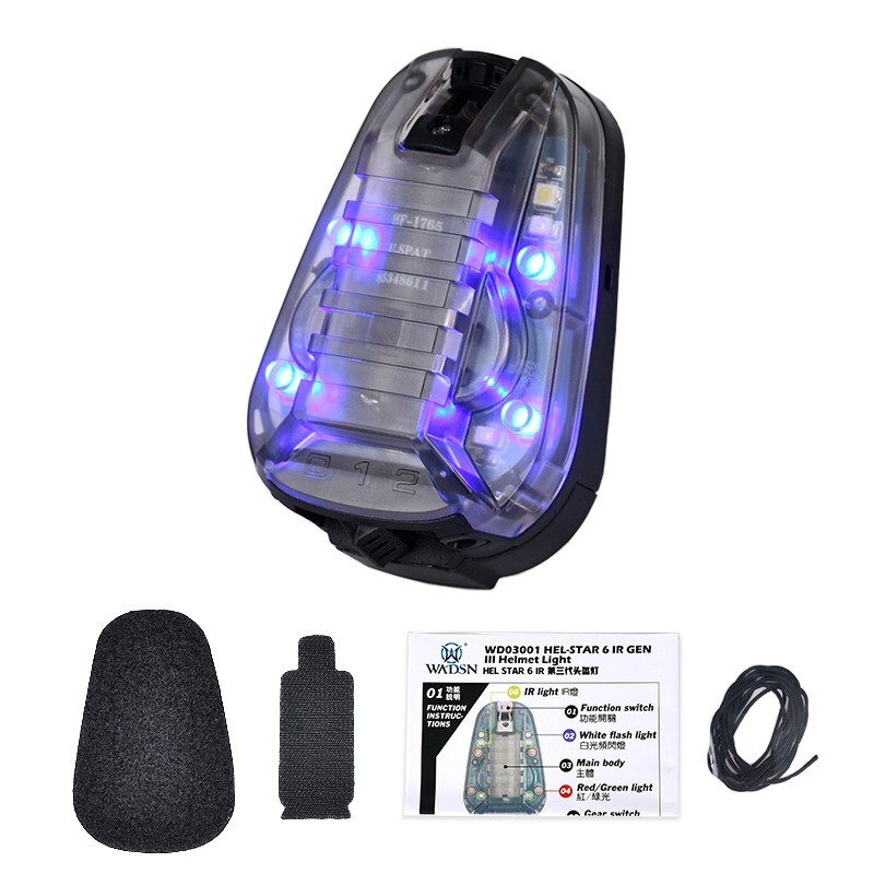 Lampe Stroboscopique Tactique WADSN Gen III Manta - LED + IR Pour Casque - Imperméable