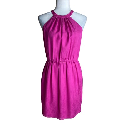 Shoshanna Hot Barbie Pink 100% SILK Halter Neck Mini Cocktail Dress Womens  SZ 4 | eBay