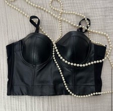Akira Faux Leather Corset Removable Strap Hook Closure Size Small