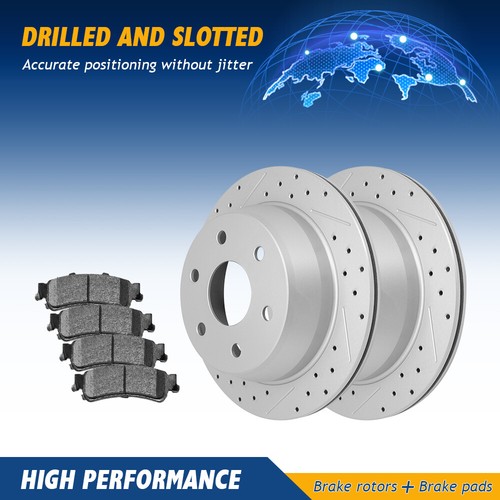 Rear Brake Rotors & Premium Ceramic Pads Kit For Chevy Silverado 1500, GMC Yukon, Tahoe, Suburban (2014-2020)