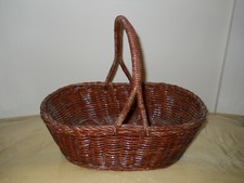  Oval Brown Wicker basket  12" x 8" x 4"  