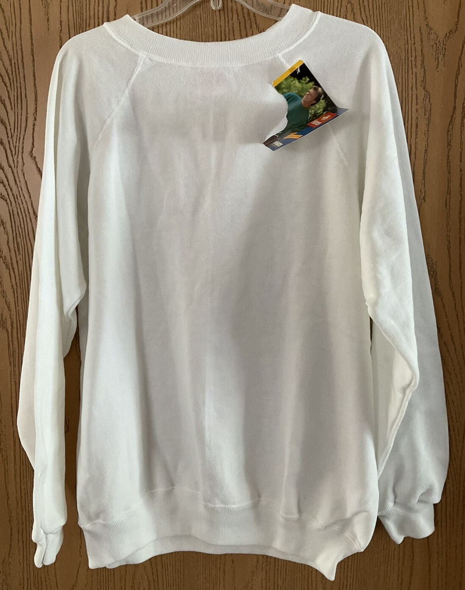 Vintage 90's Hanes White Crewneck Sweatshirt Large (42-44