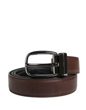 Dolce&Gabbana Men Brown Belt 100% Leather Solid Metal Buckle Strap Size 95cm 38"