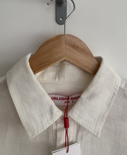 Orlebar Brown “Shanklin” 100% Linen Stripe Overhead Shirt Cream Small ***NEW*** - Picture 4 of 15