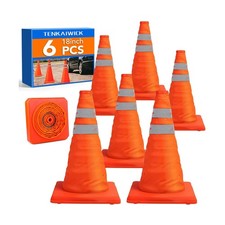 TENKAIWICK 18 Inch 6 Pack Traffic Cones,Collapsible Safety Cones,Multi Purpos...