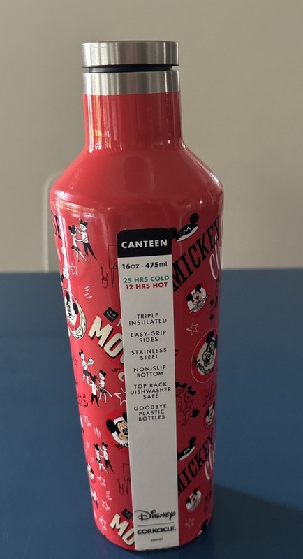 Disney Parks Mickey Mouse 16oz Corkcicle Canteen Water Bottle Stainless Steel 