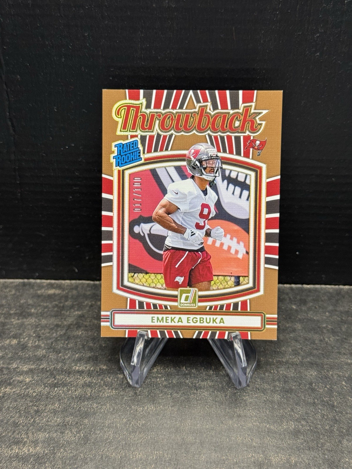 Emeka Egbuka /100 Studio Series Rated Rookie Throwback 2025 Donruss Buccaneers