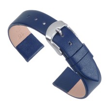 Genuine Leather Band 22mm, Flat Leather Watch Strap for Men and Women, Dark Blue