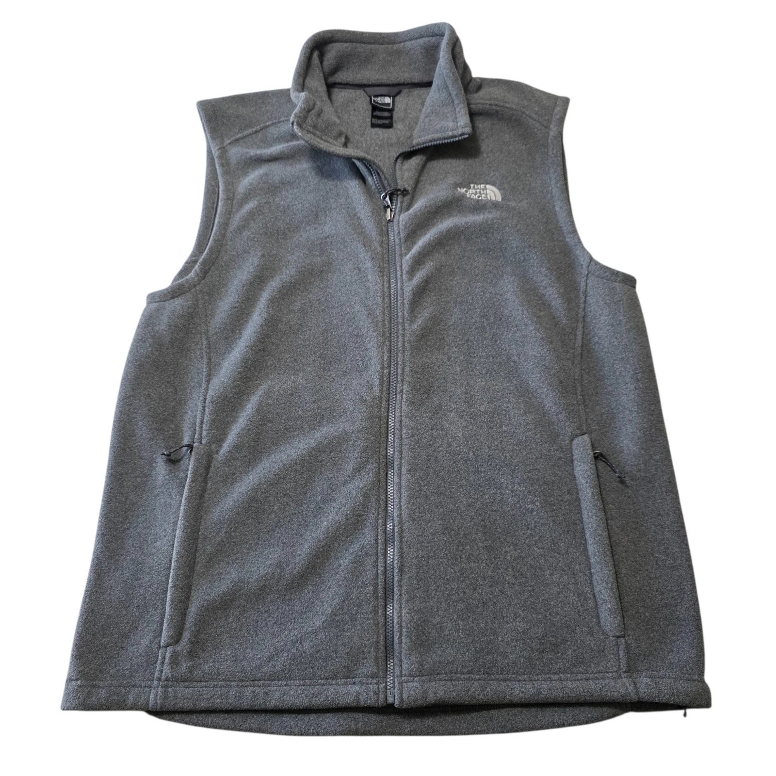 The North Face Fleece Vest Mens XL Gray Full Zip Sleeveless Warm Layer Outdoors